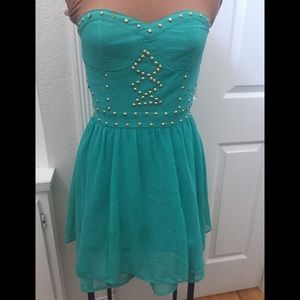 Turquoise beaded cocktail dress